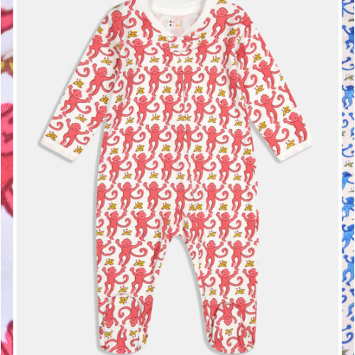 Infant Monkey Zipper Footie