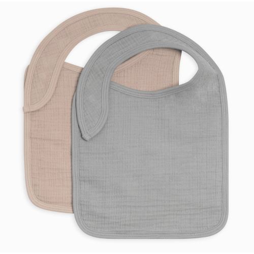 Colored Organics 2-Pack Muslin Bibs in Mist and Clay