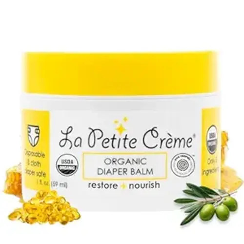 La Petite Creme French Organic Diaper Balm (1 oz) - Healing & Nourishing Diaper Cream - Gentle & Safe Liniment Baby Lotion - USDA Certified Organic - Baby Essentials for Newborn