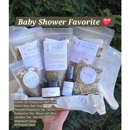 Organic Postpartum Recovery Gift Care Package Sitz Bath Lactation Tea Pregnancy Tea Postpartum Tea Postpartum Gift Baby Shower Gift Herbal