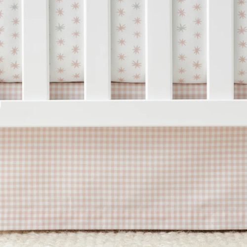 Ditsy Gingham Classic Cool Organic Cotton Percale Tailored Crib Skirt