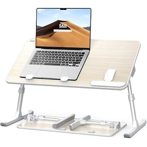 Laptop Desk for Bed, SAIJI Lap Desks Bed Trays for Eating Writing, Adjustable Computer Laptop Stand, Foldable Lap Table in Sofa and Couch（23.6 x 13Teak