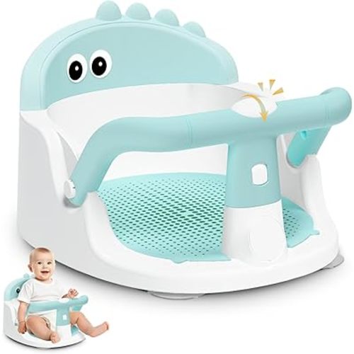 Baby Bath Seat for Babies 6 Months & Up Sitting Up, Non-Slip Baby Bath Chair with Suction Cup, Safe and Comfortable Portable Infant Bath Seat for Bathroom, Bathtub Tub, Easy to Clean (Green)