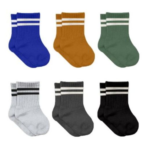 Wear Sierra Newborn to 6 Months Boy's Cotton Ankle-Hi Socks with Stripes - Blue 0- 6 Month