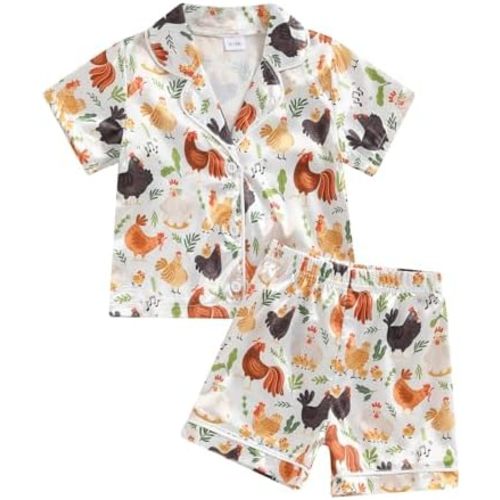 Toddler Baby Kids Satin Summer Pajamas Set Short Sleeve Button-Down Pajamas Top Pants 2Pcs Loungwear Sleepwear Pjs