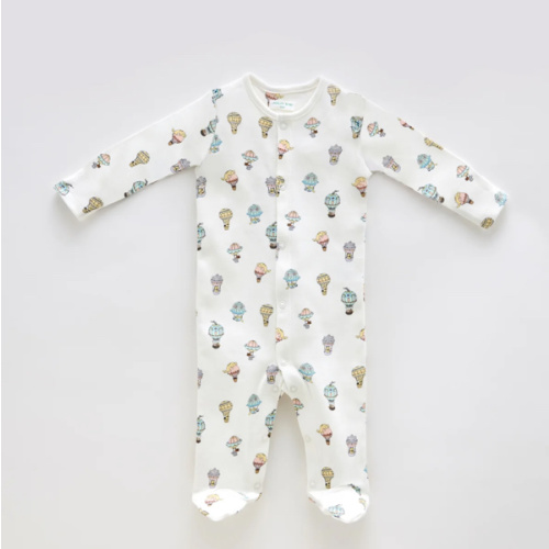 Baby Footed Onesie - Hot Balloon-Themed | Cotton Newborn Sleepwear