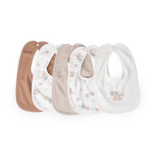 The Little Linen Co. Jersey Bib 5 Pack Bushland Bear