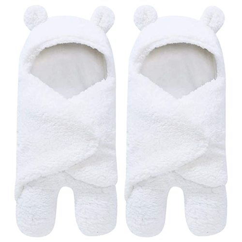 Spotted Play 2 Pack Sherpa Baby Swaddle Blanket - Ultra Soft Plush for Infants 0-6 Months | Receiving Swaddling Wrap - Ideal Newborn Registry and Toddler Boy Accessories | Nursery Blankets - White