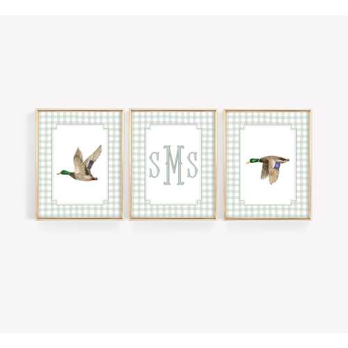 Custom Mallard Duck Wall Art, Wall Prints For Boys Room, Duck Nursery Decor, Monogram Baby Boy Nursery Prints, Duck Hunting Nursery Decor