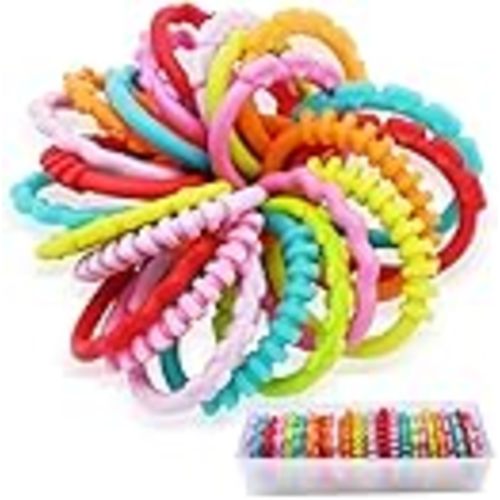 24 Pack Baby Rings Link Toys for Hanging Toy, Connecting Rings Toys for Infant Boy Girl, Early Learning Toys Car Seat and Stroller Travel Accessory Set with Storage Box