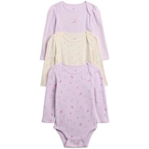 GAP Baby-Girls 3-Pack Long Sleeve Bodysuit, Pale Lilac, 3-6M