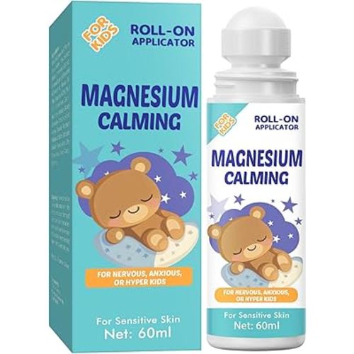 Magnesium Lotion for Kids Sleep & Calm, Bedtime Kids Magnesium Cream, Topical Roll-on Applicator Support Balanced Mood
