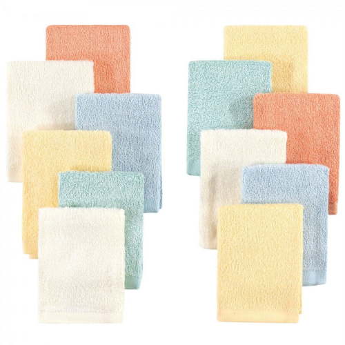 Hudson Baby Infant Girl Rayon from Bamboo Woven Washcloths 12pk, Soft Neutral, One Size