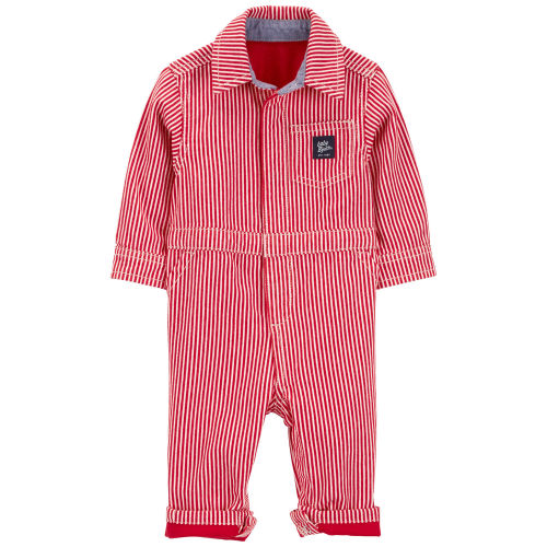 Baby Striped Button-Front Jumpsuit - OshKosh | Carter's