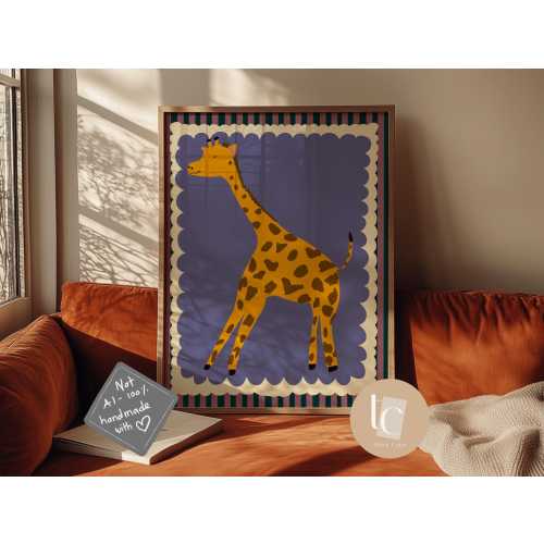 Cool forest animals colorful handmade tiger diaper  nursery wall art, retro kids print, funny wall art nursery decor elephant bear zebra