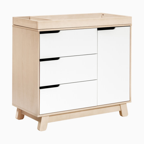 babyletto Hudson 3-Drawer Changer Dresser - Washed Natural / White