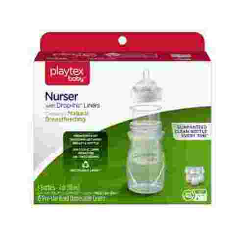 Playtex Baby Nurser Clear Anti-Colic Baby Bottle 3 Pack Each, 4 oz with 15 Drop-ins Liners