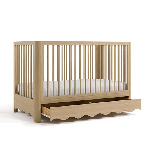 Storkcraft Casablanca Convertible Crib with Drawer and Toddler Guardrail (Driftwood)  GREENGUARD Gold Certified, Toddler Bed Conversion Kit Included, Fits Standard Crib Mattress, Crib with Storage