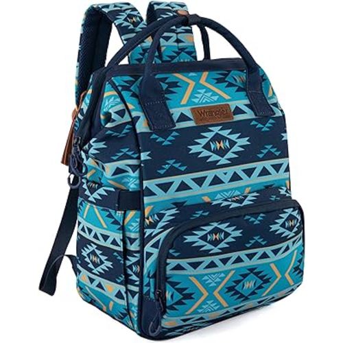 Wrangler Aztec Backpack Organized Daypack Travel Baby Bag with Stroller Strap and Side Bottle Pockets WG2204-9110NY