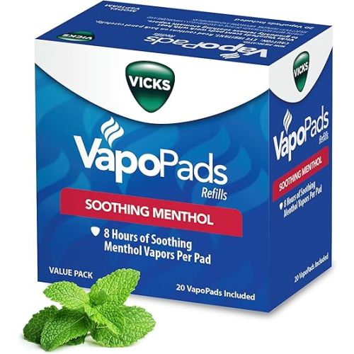 Vicks VapoPads with Original Menthol Formula - Vapor Pads Refill for Vicks Humidifiers and Steam Inhalers, Scent Pads for Congestion Relief, 20-Pack, Box Color May Vary