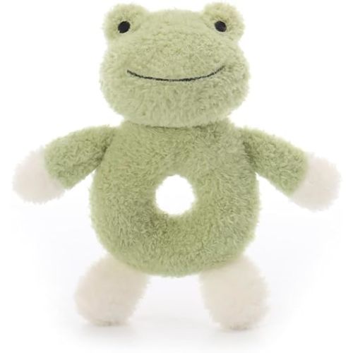 Apricot Lamb Baby Frog Soft Rattle Toy, Plush Stuffed Animal for Newborn Soft Over 0 Months (Frog, 6 Inches)