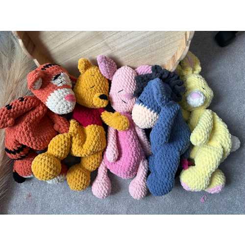 Crochet Winnie and Friends Snuggler – Handmade Polyester Plush Toy