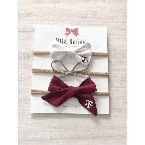 Texas A&M bows/baby headbands/ girls clips