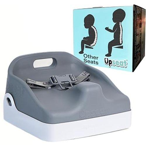 Upseat Boost Ergonomic Toddler Booster Seat for Dining Table, Developed with Physical Therapists to Encourage Posture, 3-Point Harness, Easy to Wipe Clean, and Lightweight Gray