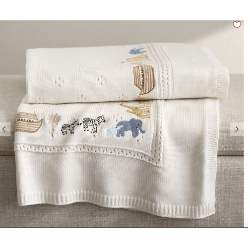 Noah's Ark Embroidered Pointelle Baby BlanketNoah's Ark