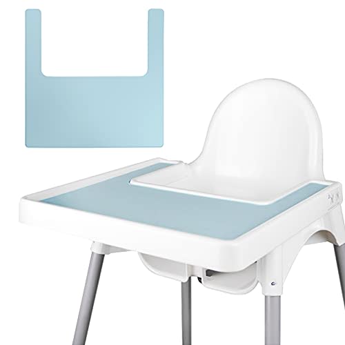 High Chair Placemat, Durable High Chair Placemat Silicone, Clean and Hygienic, Suitable for IKEA Antilop Highchai, for Toddlers and Babies (Light Blue) | Clean and Hygienic, Suitable for IKEA Antilop Highchai, for Toddlers and Babies