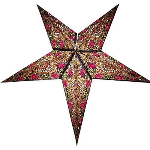 Lantern Lampshade Paper Star Light Shades Large 60cm Hanging Decorations for Christmas Wedding Home Decoration Birthday Party Foldable 5 Pointed Star (Blue, Yellow)