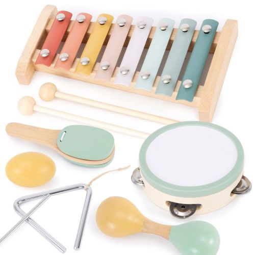 Fun Musical Instruments for Toddlers – Perfect Wooden Set for Exploring Sounds – Great Montessori Gift for Babies & Kids 1-3 – Incl. Xylophone