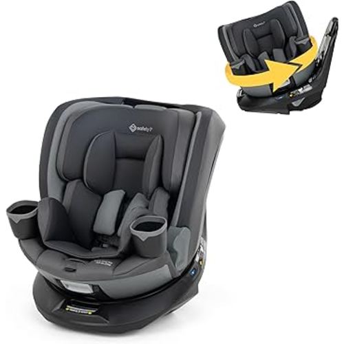 Safety 1st Turn and Go 360 ST Rotating All-in-One Convertible Car Seat, SafetySwivel Technology, SecureTech Installation, 3-in-1 Rear-Facing, Forward-Facing, Booster, 5-100 lbs, Siberian Caviar
