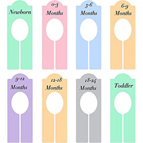 Colorful Closet Dividers Baby Boy Girl Clothing Rack Size Dividers with Sizes Newborn to 18-24 Months (8 Pieces)