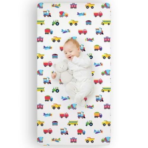 Wildkin Kids 100% Cotton Fitted Crib Sheet (Trains, Planes, and Trucks)