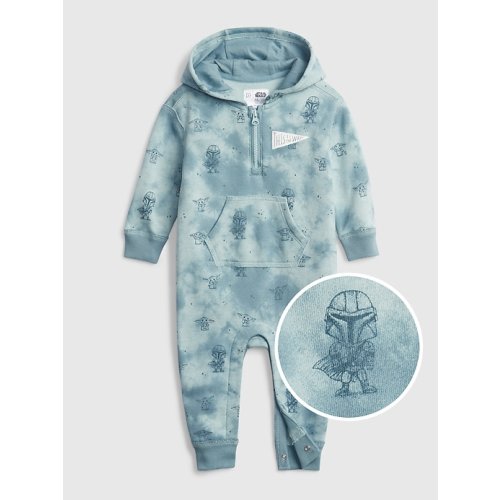 babyGap | Star Wars™ Print Hoodie One-Piece in smoke blue