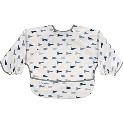 Tiny Twinkle Long Sleeve Bib for Babies & Toddlers | Waterproof Smock Bib for Eating | Machine Washable & Mess-Proof Feeding Essentials | Newborn Shower Gift (Varsity Flags, Small 6-24 Months)