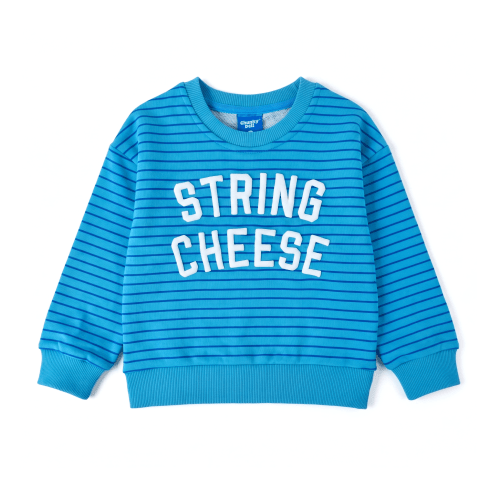 String Cheese Kids Crewneck | Teal Striped Toddler Sweater – Chunky Deli