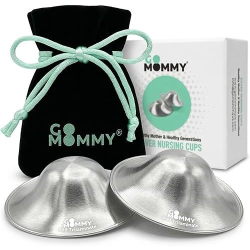 Go Mommy 999 Pure Silver Trilaminate Nursing Cups — Nickel-Free Nipple Covers for Breastfeeding & Sore Nipples, Postpartum Essentials, Newborn Essentials Must Haves, Extra Large (XL)