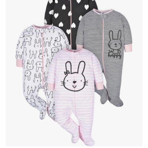 Gerber Baby-Girls 4 Pack Sleep 'N Play Footie