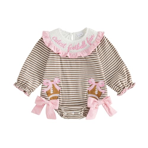 Kuriozud Newborn Baby Girl Football Outfit Ruffle Romper Fall Clothes | Baby Football Outfit, Baby Girl Ruffle Romper, for Game Day, Go Watch A Football Game with Mom and Dad, Cheerleader Outfit