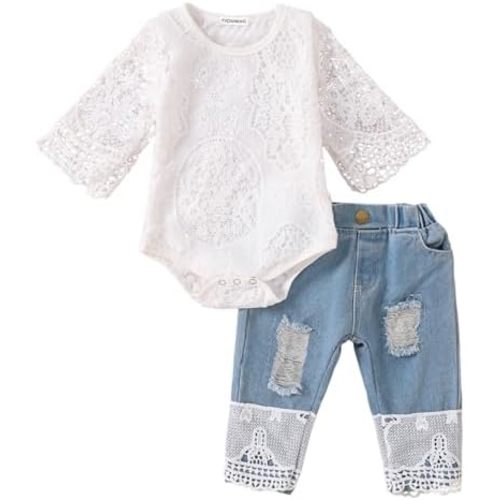 Baby Girl Clothes Outfits Toddler Infant Baby Romper Top+Jeans Clothing Set