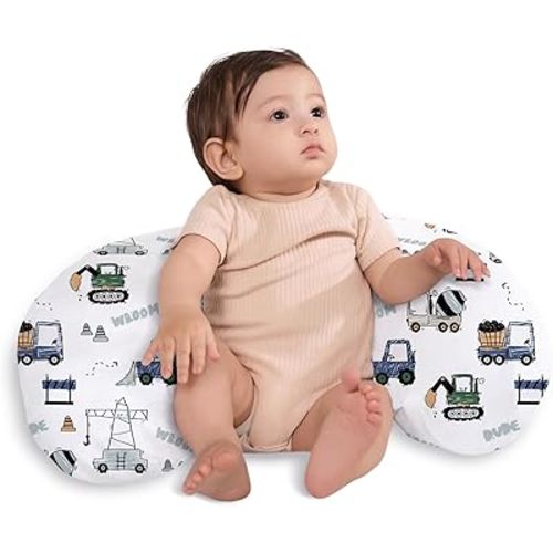 Little Grape Land Nursing Pillow,Upgraded Breast Feeding Pillow for Mom,Breastfeeding & Bottle Feeding for 0–20 Months, Soft Machine Washable Cover with Firm Breathable Filling, Tummy Time,Truck