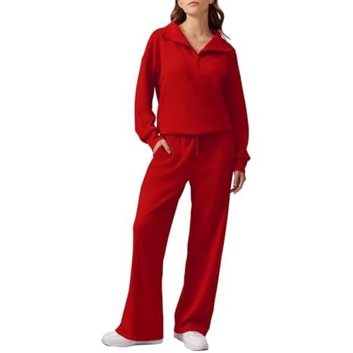 PINSPARK 2 Piece Sets for Women 2025 Fall Outfits Sweatsuit Oversized Sweatshirt Wide Leg Sweatpants Matching Set Tracksuit