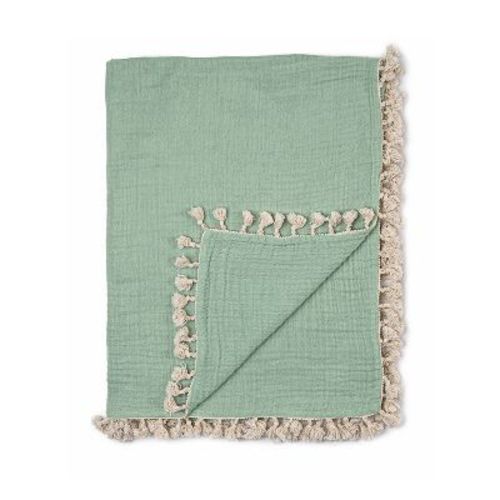 Crane Baby 6-Layer Muslin Baby Blanket with Tassel Edge