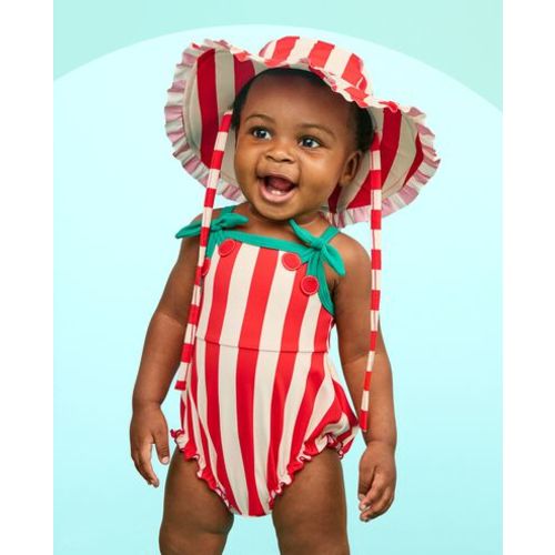 Baby One-Piece Cherry Swimsuit & Swim Hat Set