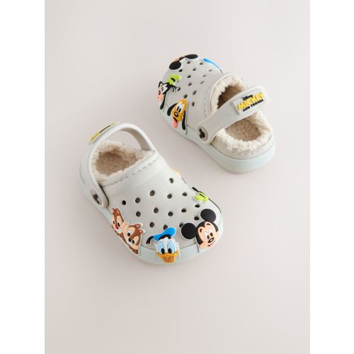 Neutral Mickey Warm Lined Slippers Clogs