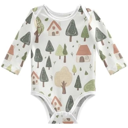 vvfelixl Baby Bodysuits Pale Pink Swans Long Sleeve Cotton Baby Clothes for Boys Girls 0-3M