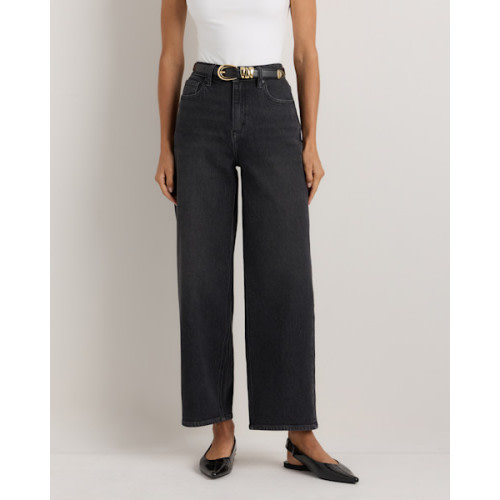 Bella Stretch Barrel Jeans in Charcoal Black