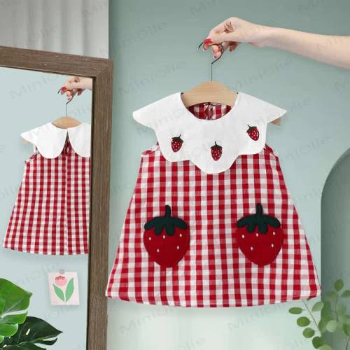 Baby Red Plaid Lovely Strawberry Dress